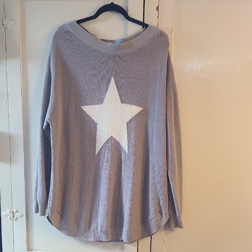 Elegant Grey Star Sweater
